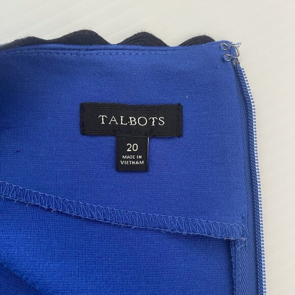 Talbots Refined Ponte Rickrack Trimmed Blue Sheath Midi Dress Size 20 Office - Picture 8 of 11